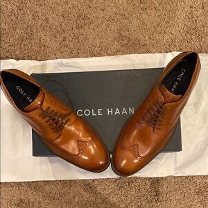 Cole Haan Brown Leather Oxford Shoes with Broguing